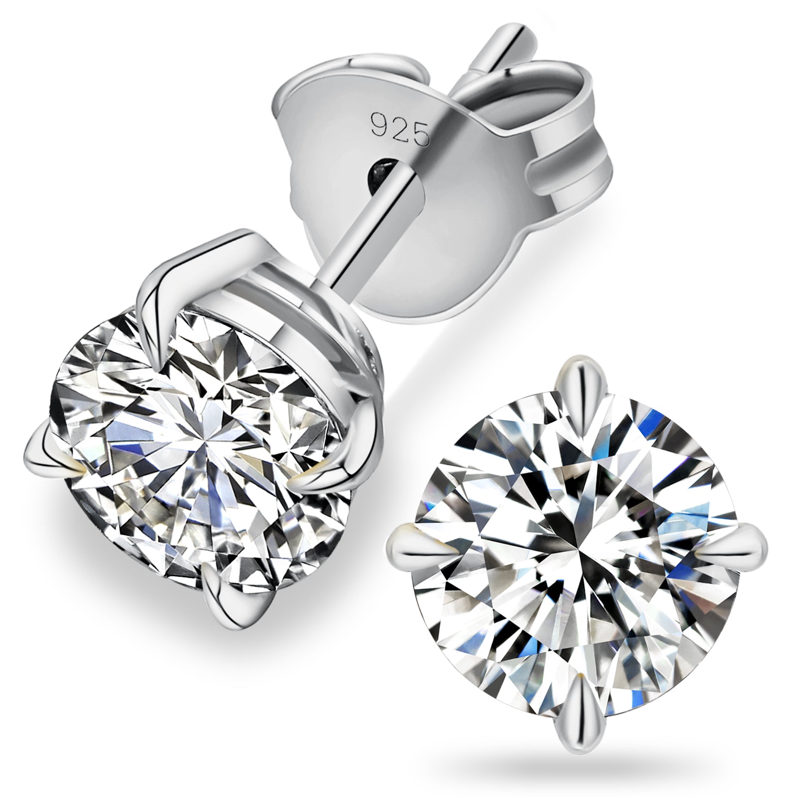 Orecchini da donna e uomo in argento 925 con Moissanite da 1ct brillanti ipoallergenici