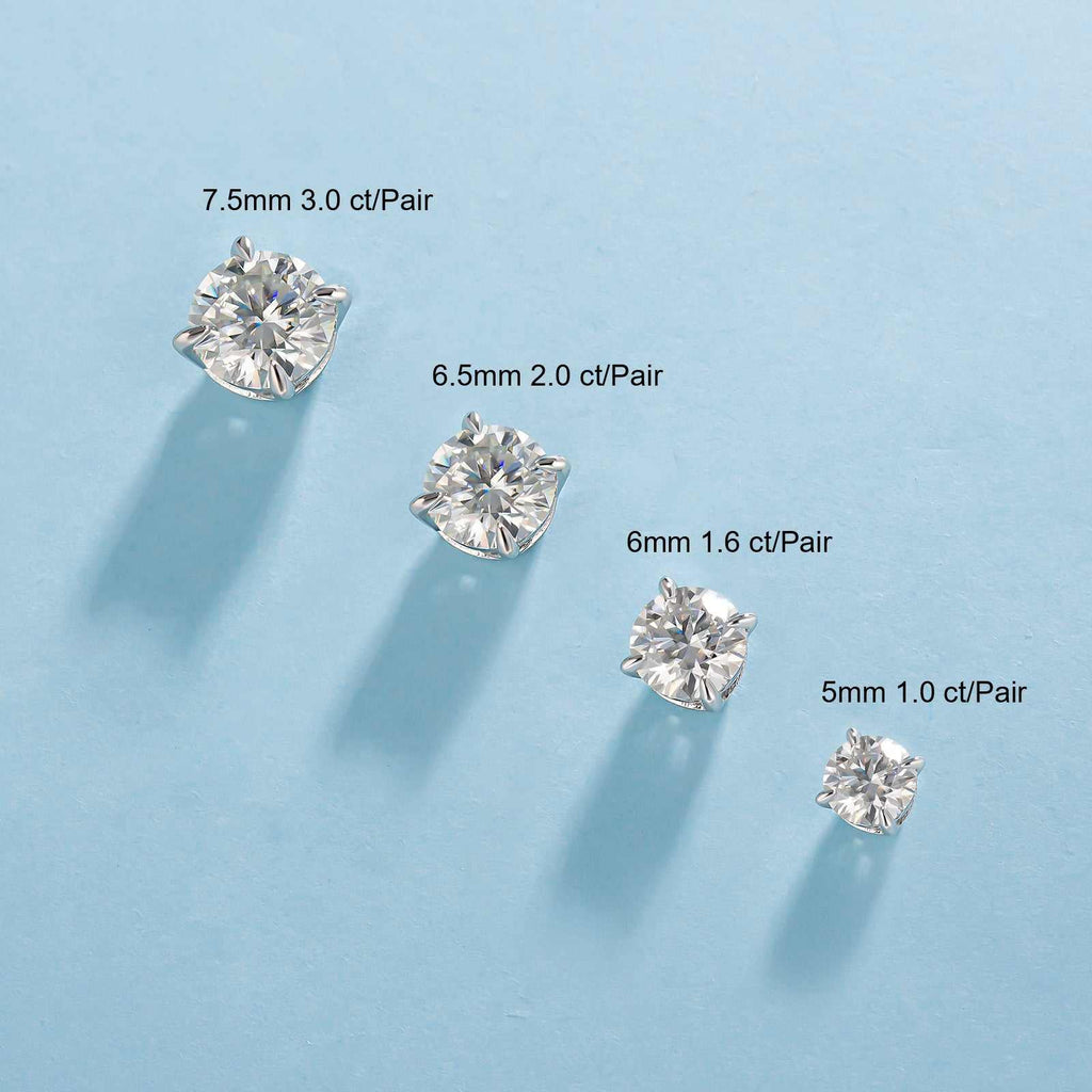 Orecchini da donna e uomo in Moissanite 1ct Argento Sterling 925 ipoallergenici taglio brillante
