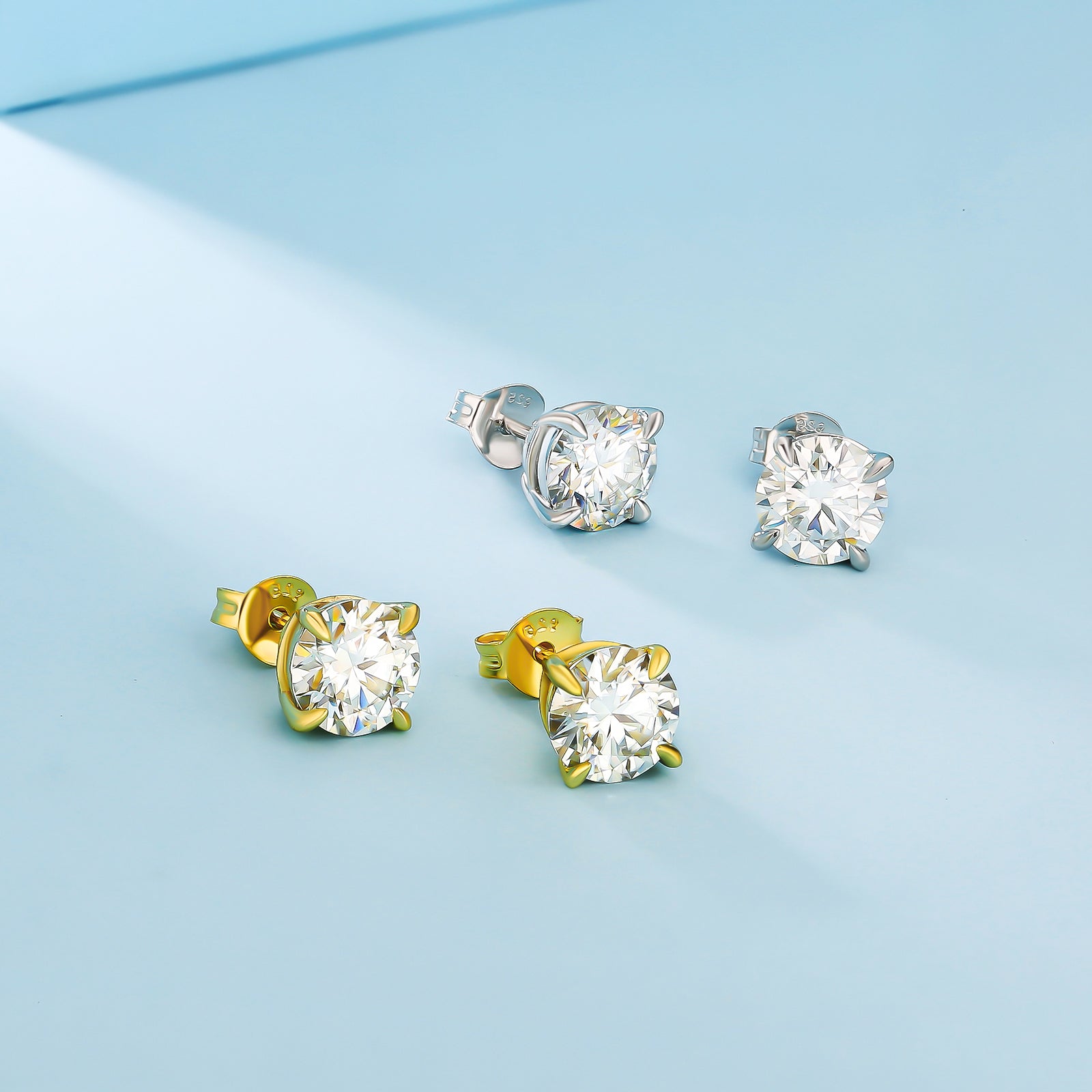 Orecchini da donna e uomo in argento 925 con moissanite 1ct brillante ipoallergenici