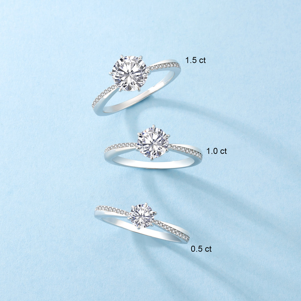 FortunaideAnelli con Moissanite Quadrata 1 Carato in Argento 925 | Gioiello Eleg