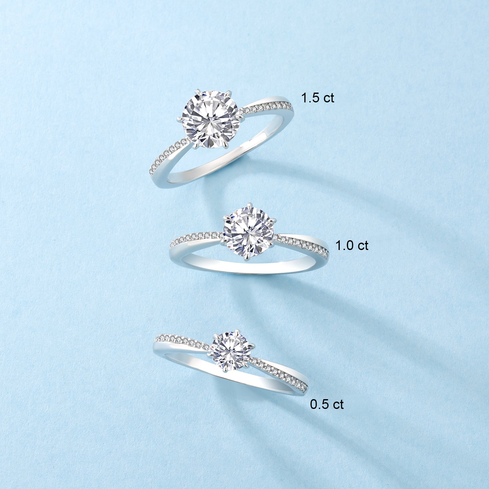 FortunaideAnelli con Moissanite Quadrata 1 Carato in Argento 925 | Gioiello Eleg